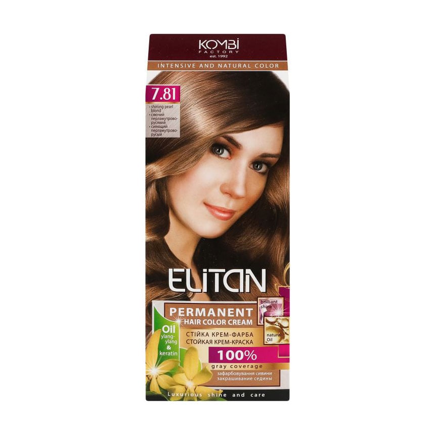 Уцінка! Крем-фарба для волосся Elitan Intensive And Natural Color 7.81 Сяючий перламутрово-русявий, 115 мл